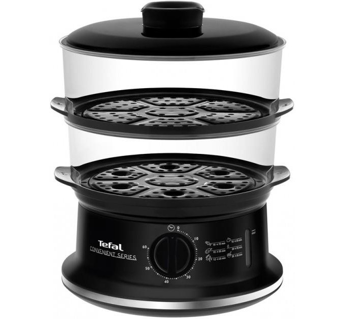 Пароварка Tefal Convenient, 900Вт, чаша-2.9/3.1л, резервуар для води -1.5л, механічне керув., пластик, чорний