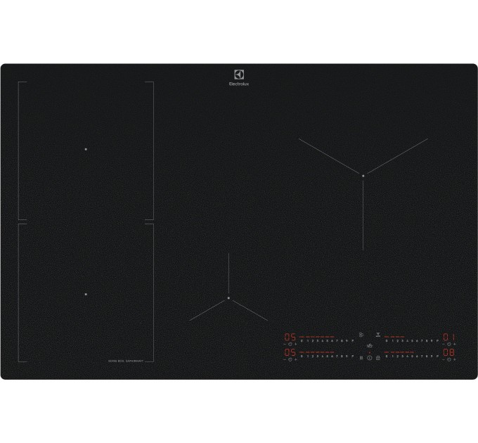 Варочная поверхность Electrolux индукционная, 80см, расширенная зона, датчик кипения, Hob2Hood, черный мат.