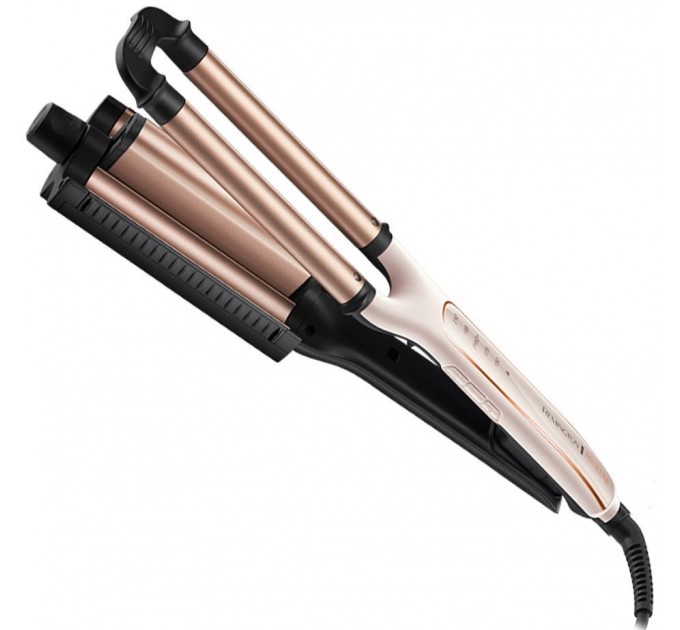 Плойка Remington ProLuxe 4-в-1 для волн, 90Вт, темп.режимов-5, D-15mm, 150-210С, керамика, бело-золотой