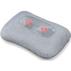 Массажная подушка Beurer для плеч, шеи, спины и ног, от сети, 4 головки шиацу, подогрев, серый