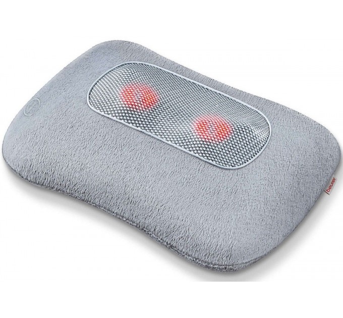 Массажная подушка Beurer для плеч, шеи, спины и ног, от сети, 4 головки шиацу, подогрев, серый