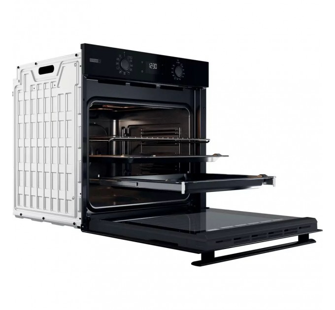 Духовой шкаф Whirlpool электрический, 71л, A+, дисплей, конвекция, телескопические направляющие, пар, черный