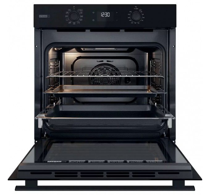 Духовой шкаф Whirlpool электрический, 71л, A+, дисплей, конвекция, телескопические направляющие, пар, черный