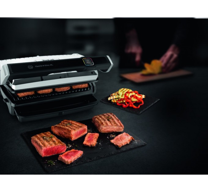Гриль Tefal прижимний OptiGrill Elite XL 2200Вт, темп. режимів-16, з`ємні пластини, метал