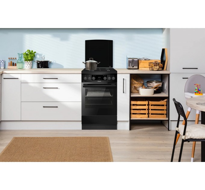 Плита Hansa комбінована, 65л, 50x60см, дисплей, конвекція, чавун, чорний