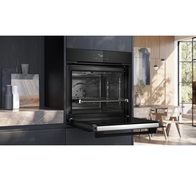 Духова шафа Siemens електрична, 71л, A+, дисплей, конвекція, піроліз, телескопічні направляючі, нержавіюча сталь