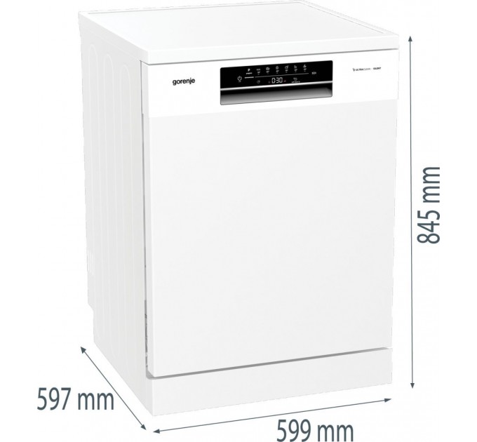 Посудомоечная машина Gorenje, 16компл., A+++, 60см, дисплей, 3 корзины, AquaStop, белый