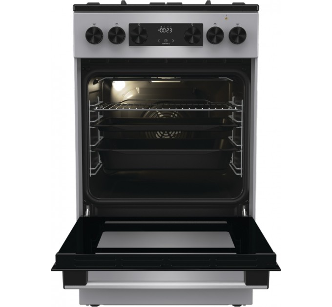 Плита Gorenje комби, 70л, 50x60см, дисплей, чугун, нерж