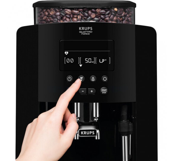 Кавомашина Krups Arabica 1.7л, зерно, ручний капучинатор, LED - дисплей, авторецептів - 3, свій рецепт, чорний