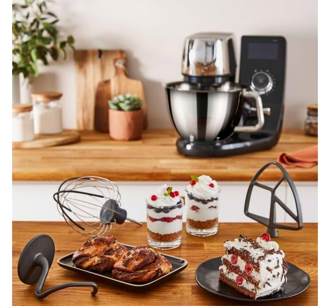 Кухонна машина Tefal I-Coach Touch, 1200Вт, чаша-метал, корпус-метал+пластик, дисплей, насадок-3, підкл. до смартфону, чорний