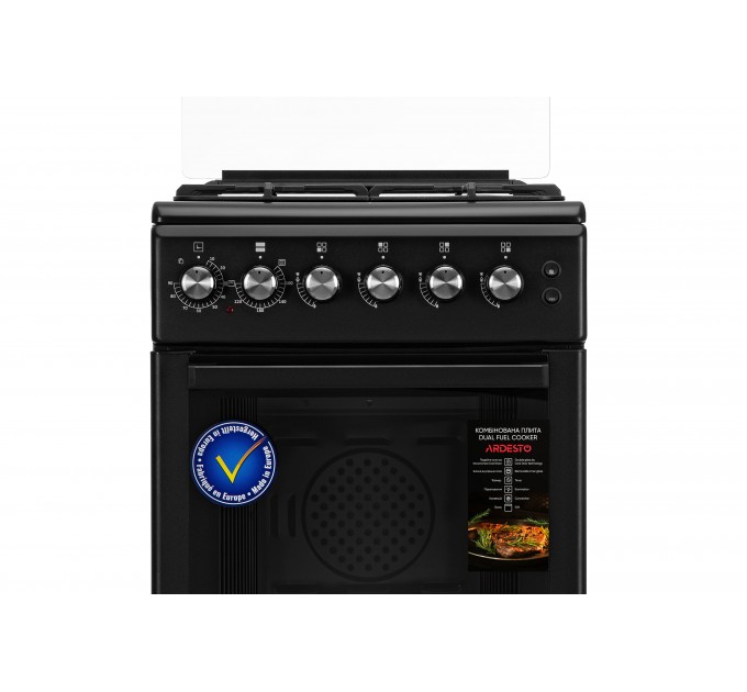 Плита ARDESTO комби, 52л, 50x60см, конвекция, чугун, подсветка, форсунки LPG (подключение газового баллона), черный