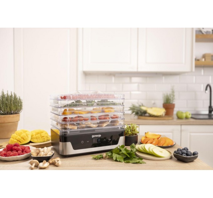 Сушка для продуктов Gorenje 240Вт, поддонов - 5x2.8см, диаметр - 29см, макс - 75°С, электр.упр., белый