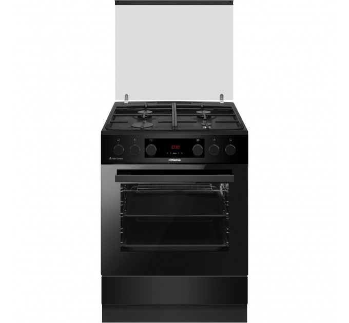 Плита Hansa комби, 65л, 60x60см, дисплей, конвекция, чугун, черный