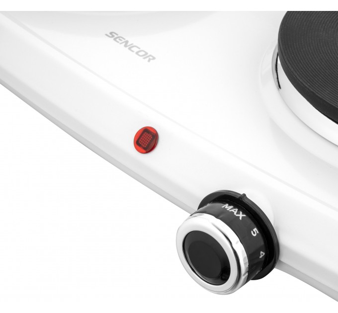 Плитка настольная Sencor электрическая, комф. - 2 на 2.5кВт, 15 и 18 см, управл. - мех., белый