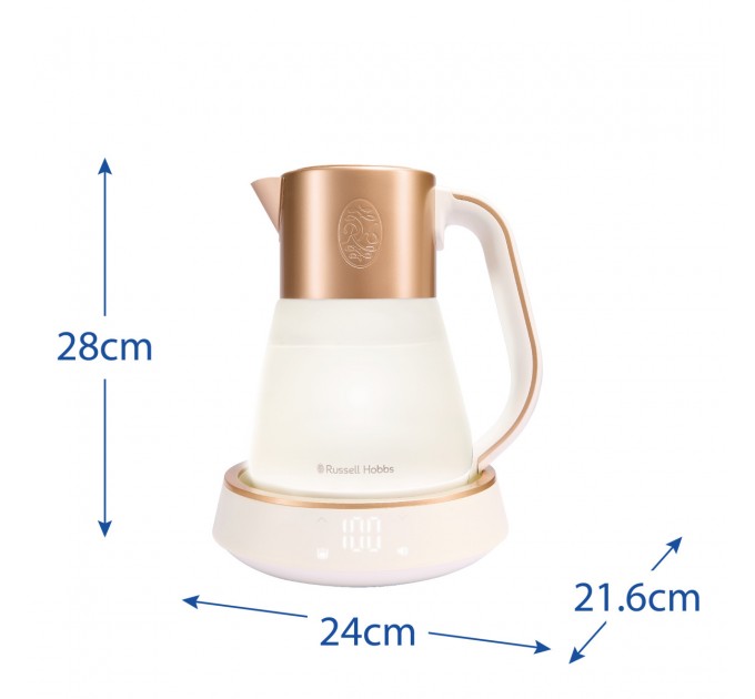 Электрочайник Russell Hobbs Calm, 1.7л, стекло, музыка, подсветка, сенсор, бело-медный