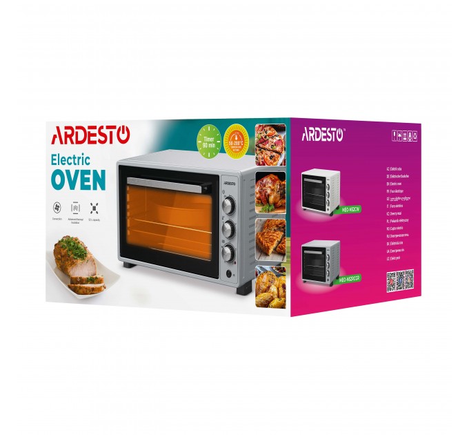 Печь электрическая ARDESTO, 52л, 1700Вт, механич., конвенция, двойное стекло, белый