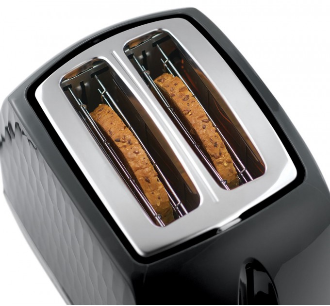 Тостер Russell Hobbs Honeycomb 850Вт, широкі слоти, пластик, чорний