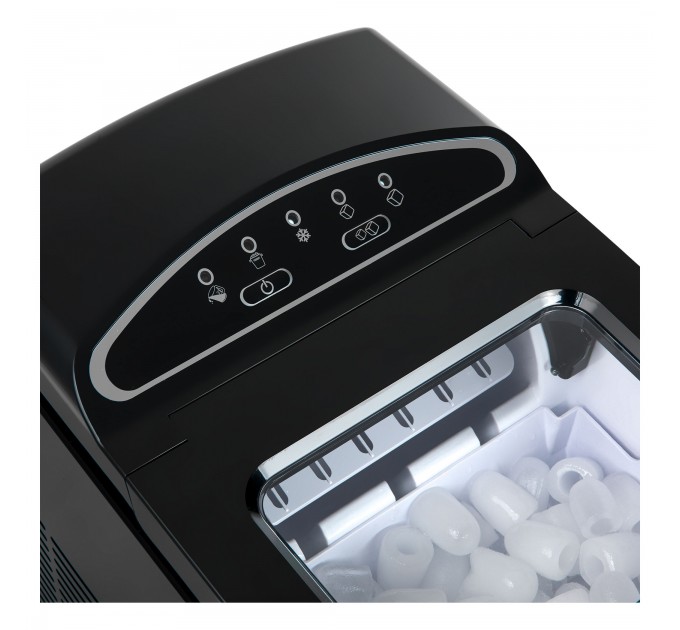 Льодогенератор побутовий Sencor SIM3000BK, 105 Вт, 12 кг/добу, об'єм 1.9л, приготування за 9 хв, 2 розміри льоду, чорний