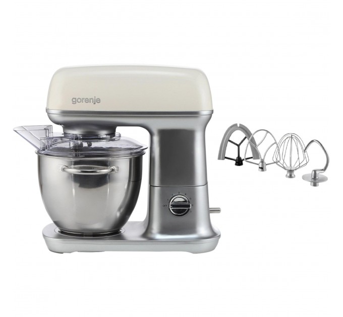 Кухонная машина Gorenje 1000Вт, чаша-металл, корпус-металл, насадок-4, серебристо-бежевый