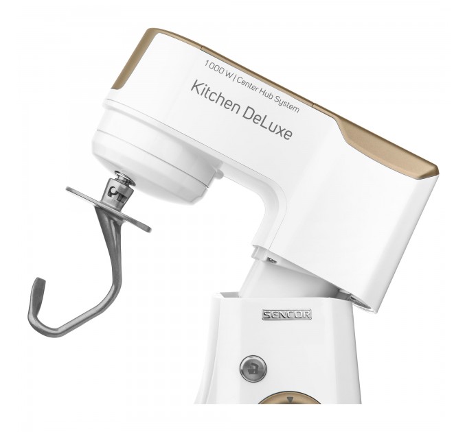 Кухонна машина Sencor 1000Вт, чаша-метал, корпус-пластик, насадок-15, біло-золотий