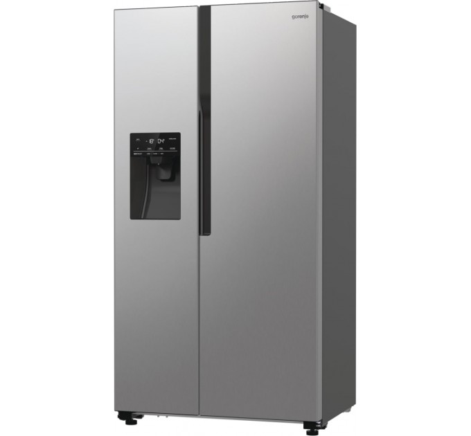 Холодильник SBS Gorenje, 179х70х92см, 2 дв., 376(190)л, А++, NF+, Инв. , Зона св-ти, диспенсер, генератор льда, Внешн.диспл, нерж