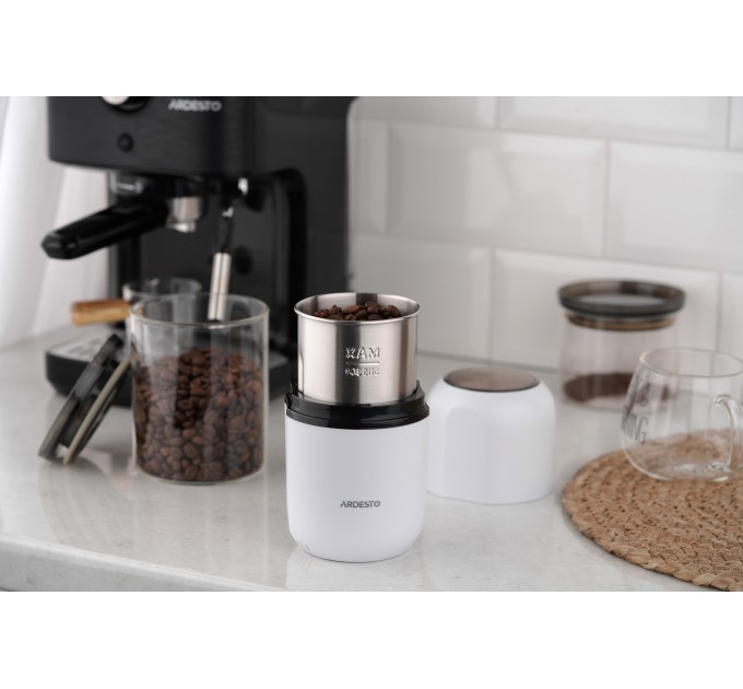 Кавомолка ARDESTO роторна 150Вт, об'єм зерен-80г, пластик, білий