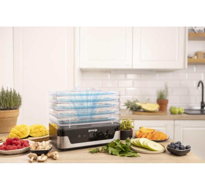 Сушка для продуктов Gorenje 240Вт, поддонов - 5x2.8см, диаметр - 29см, макс - 75°С, электр.упр., белый