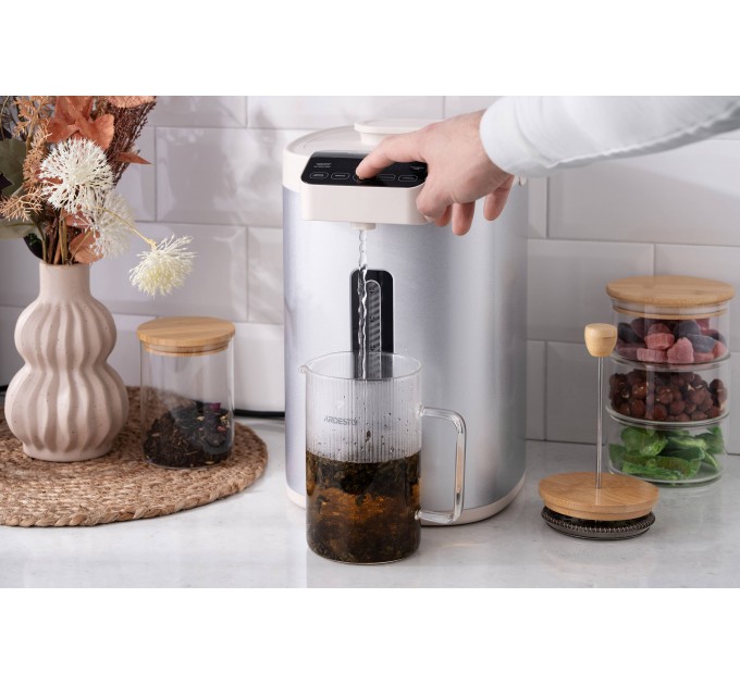 Термопот ARDESTO 5.5л, дисплей, нержавіюча сталь+пластик, сіро-білий