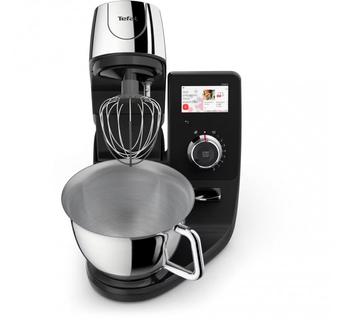 Кухонна машина Tefal I-Coach Touch, 1200Вт, чаша-метал, корпус-метал+пластик, дисплей, насадок-3, підкл. до смартфону, чорний