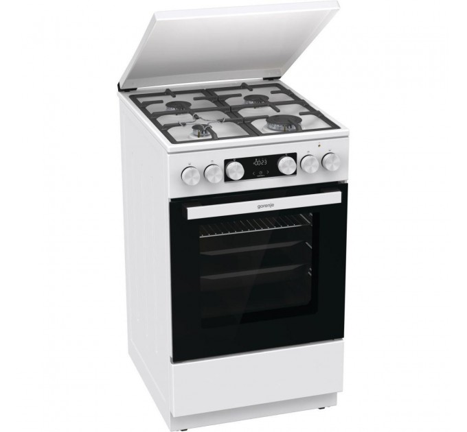 Плита Gorenje комби, 70л, 50x60см, IconLed, чугун, с крышкой, белый