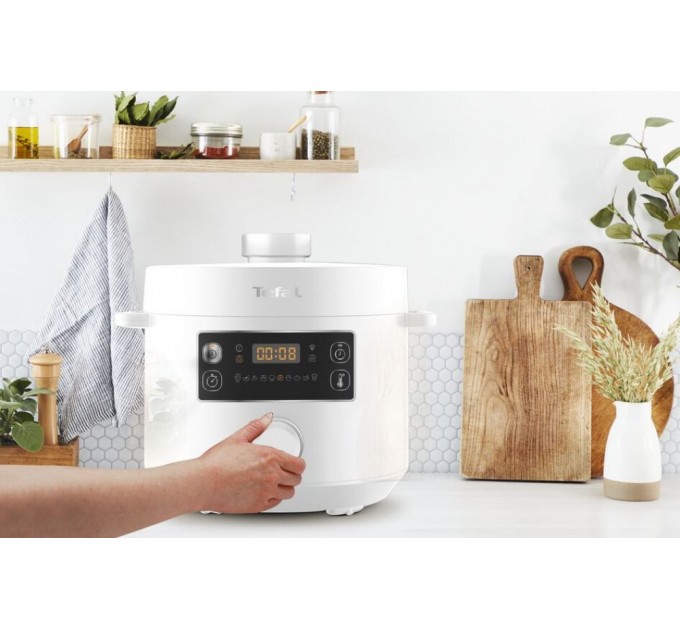 Мультиварка-скороварка Tefal Turbo Cuisine , 1000Вт, чаша-4.8л, механічне керув., пластик, білий