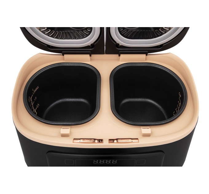 Мультиварка ARDESTO, 900Вт, чаша-2х1.5л, электронное управл., 2 чаши, пластик, черный