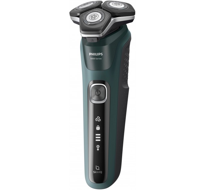 Бритва електр. Philips Series 5000 роторная, 9Вт, бритв.головок-3, Li-Ion, сух.+влажн., триммер, черно-зеленый