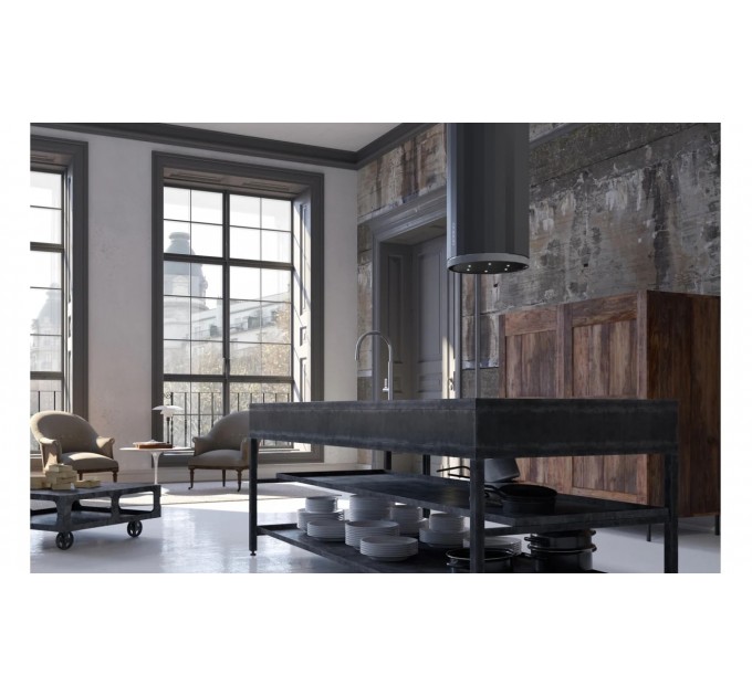 Витяжка Faber острівна, 37см, 1169м.куб/год, Corinthia Isola Ev8+ Dg Matt/Concrete A37, темно-сірий матовий