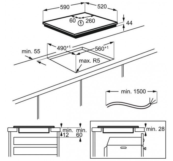 Варильна поверхня Electrolux індукційна, 60см, Hob2Hood, чорний