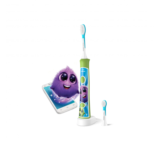 Щітка зубна електр. Philips, Sonicare For Kids, 62т. колив/хв, насадок-2, світло-зелений