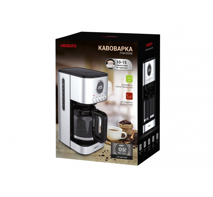 Кавоварка ARDESTO крапельна Steel Collection1.5л, мелена, сріблястий