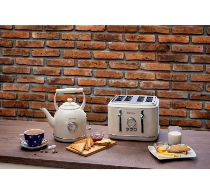 Тостер Gorenje 950Вт, функц. разморозки, автоотключение, пластик + металл, бежевый