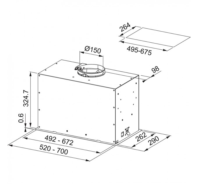 Витяжка Franke вбудовувана, 52см, 1035м.куб/год, FBFE WH MATT A52, білий матовий