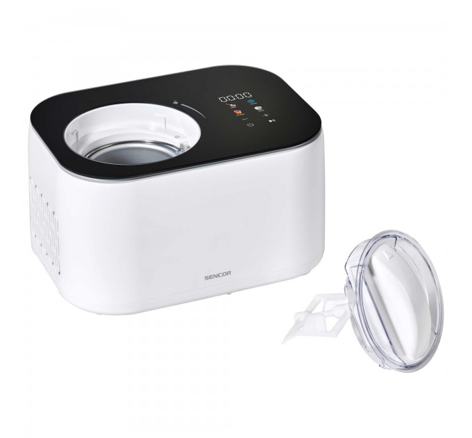 Морозивниця Sencor 100Вт, чаша-1л, час приготув.-60хв, пластик, чорно-білий
