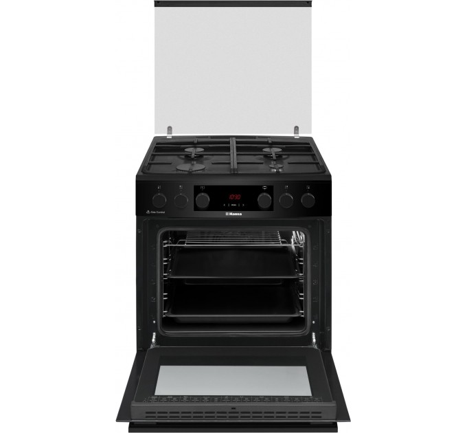 Плита Hansa комби, 65л, 60x60см, дисплей, конвекция, чугун, черный