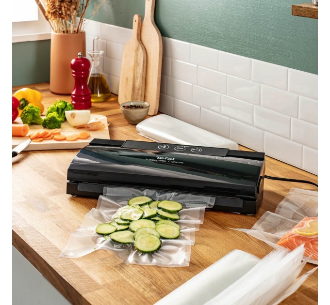 Вакууматор Tefal Classic для пакетів, 35см, електронне керування, +18 пакетів,, пластик, чорний