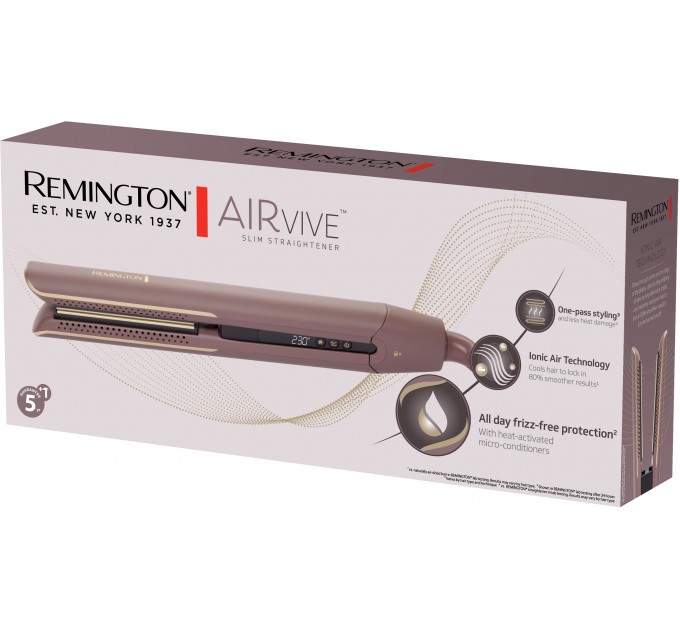 Випрямитель Remington AIRvive, 61Вт, темп.режимов-5, 150-230С, дисплей, керамика, фиолетово-золотой