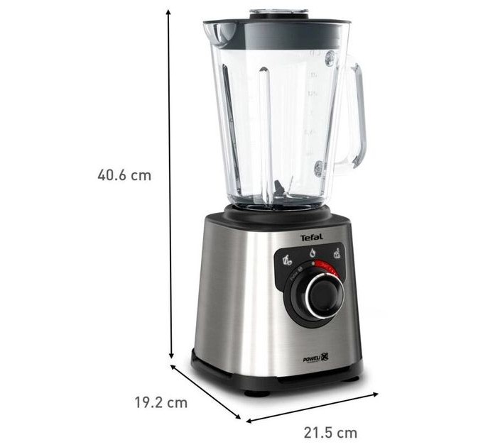 Блендер Tefal стационарный Perfect mix+, 1200Вт, чаша-1750мл, скло, сталь-черный