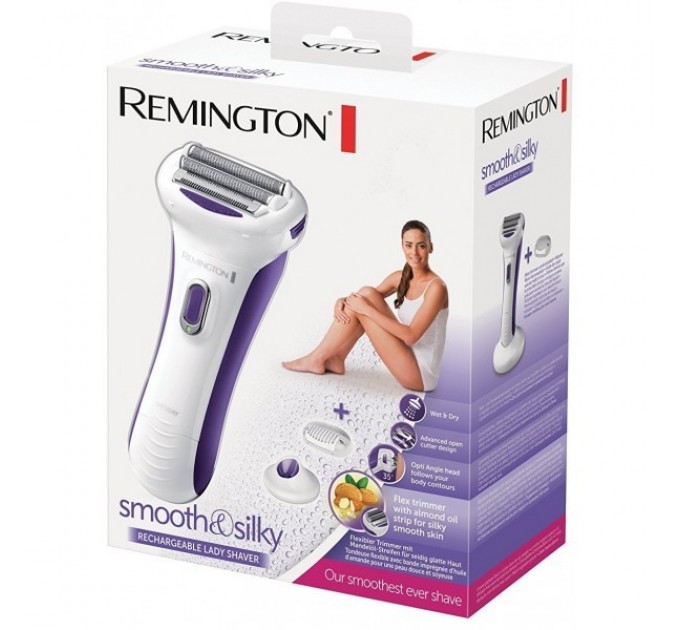 Бритва електр. Remington сіткова Smooth&Silky, бритв.головок-2, сух.+волог., жіночий тример, біло-фіолетовий