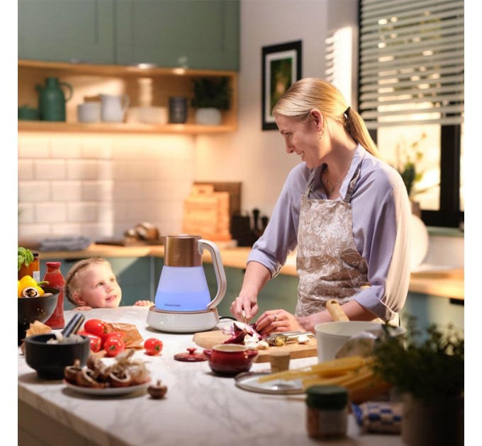 Электрочайник Russell Hobbs Calm, 1.7л, стекло, музыка, подсветка, сенсор, бело-медный
