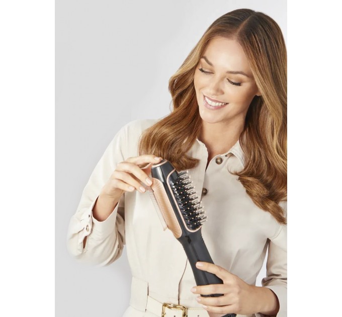 Фен-щітка Rowenta Reverso Dry&Brush 2в1, 1200Вт, 3 режими, іоніз-я, хол. обдув, насадок-2, кераміка, чорний-золотистий