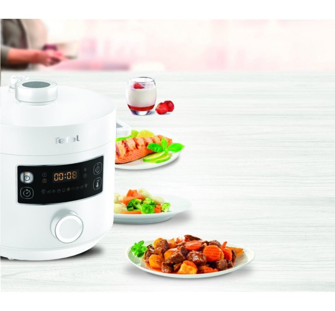Мультиварка-скороварка Tefal Turbo Cuisine , 1000Вт, чаша-4.8л, механічне керув., пластик, білий