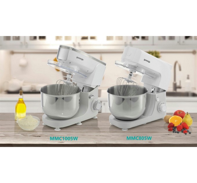 Кухонная машина Gorenje 800Вт, чаша-металл, корпус-металл, насадок-3, белый