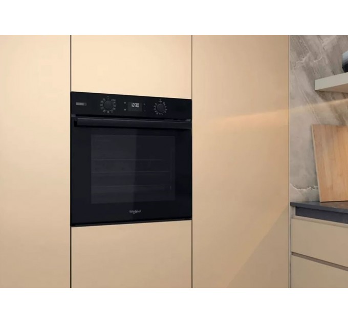 Духовой шкаф Whirlpool электрический, 71л, A+, дисплей, конвекция, телескопические направляющие, пар, черный
